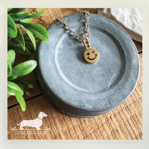 Gold Smiley Face. Necklace