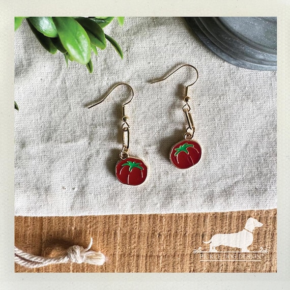 Tomato Glam. Dangle Earrings
