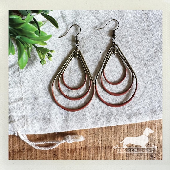 Coral Teardrop. Dangle Earrings