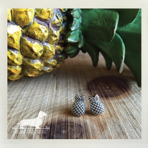 Pineapple. Post Earrings -- (Vintage-Style, Pineapple Studs, Summer, Pineapple Earrings, Hawaii, Cute, Silver, Bridesmaid Jewelry, Under 10)