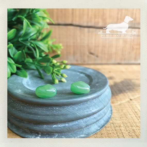Opaque Green. Post Earrings