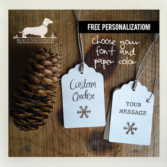 Ivory Snowflake. Personalized Gift Tags (Set of 12)