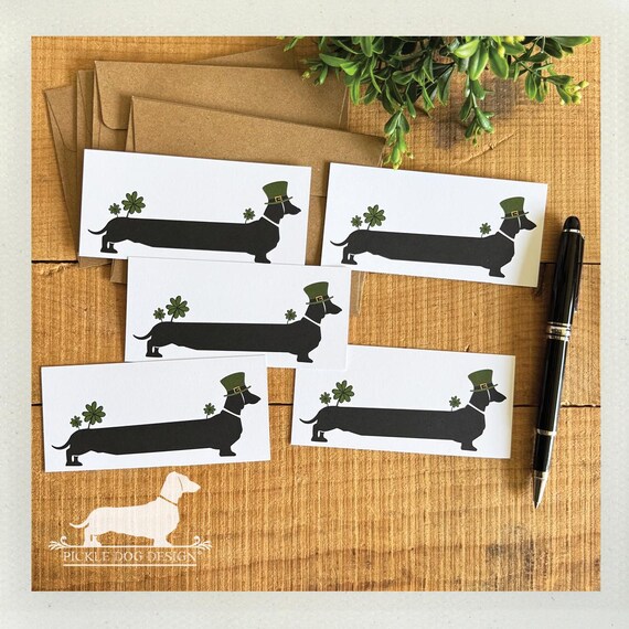 Good Luck Dachshund. Set of 5 Mini Flat Cards