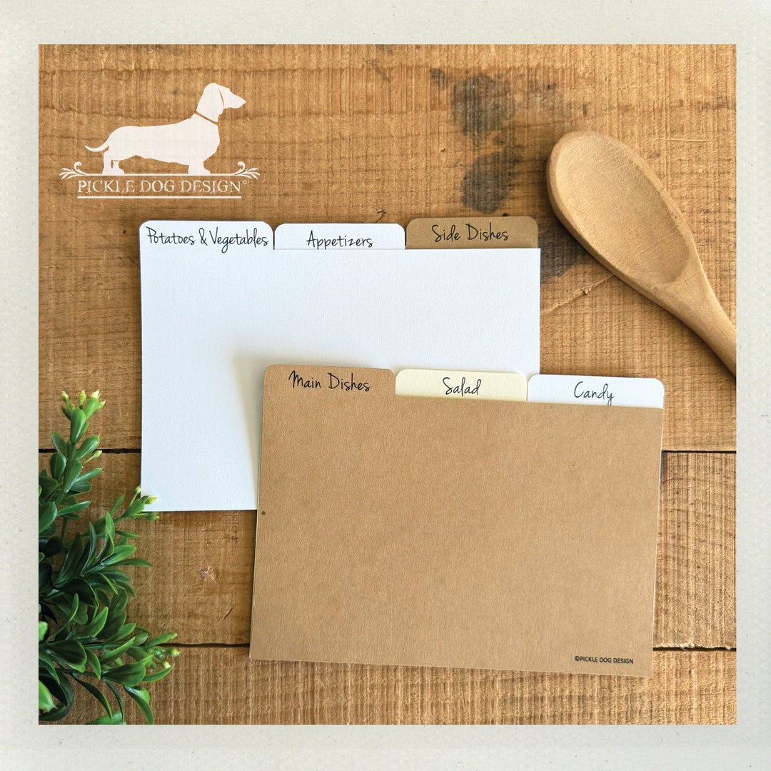 DISCOUNTED! 4x6 Tabbed Recipe Divider Cards: Kitchen Organization (set ...