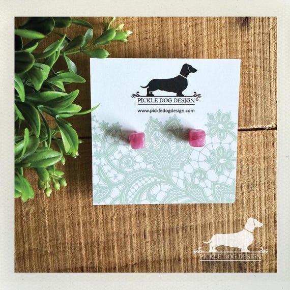 Pink Quartz. Post Earrings