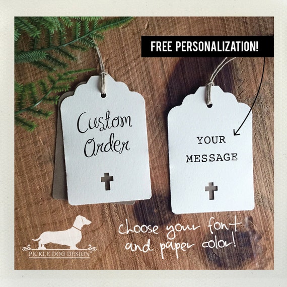 Ivory Cross. Personalized Gift Tags (Set of 12)