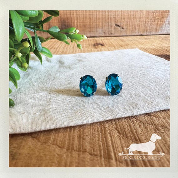 Aquamarine. Post Earrings