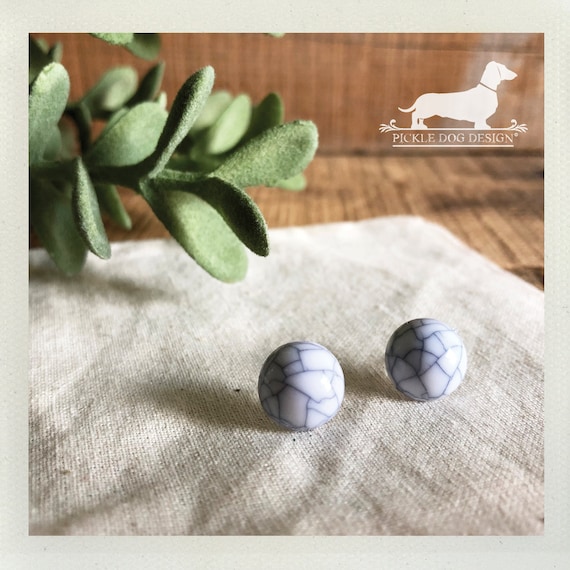 DOLLAR DEAL! White Marble. Post Earrings