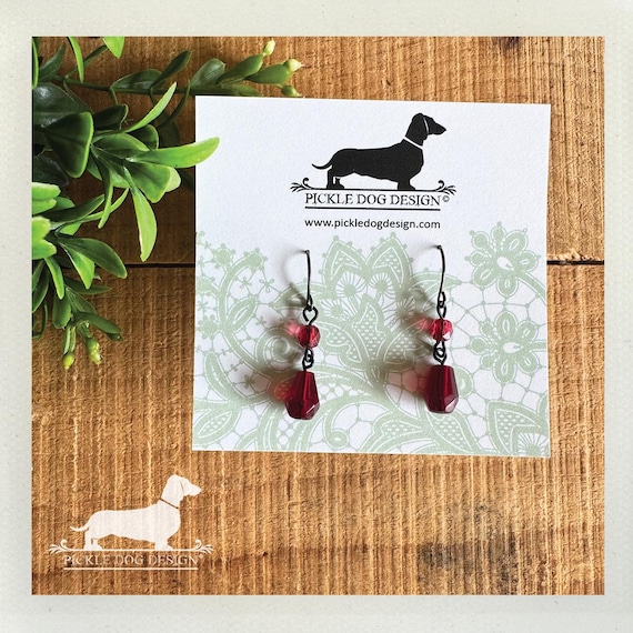 Ruby Drop. Dangle Earrings