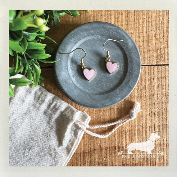 Blushing Heart. Dangle Earrings