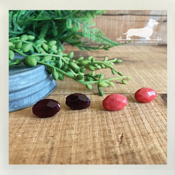 Coral Wine. Post Earrings