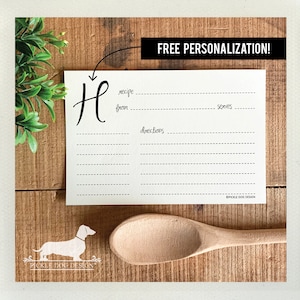 Inicial. Personalização gratuita. Conjunto de cartões de receita "Uma dúzia de padeiros" (quantidade: 13) — (3x5, 4x6, 5x7, iniciais, monograma, casamento, chá de panela)