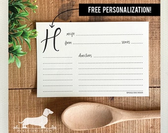 Initial. Free Personalization. A Baker's Dozen (Qty 13) Set of Recipe Cards -- (3x5, 4x6, 5x7, Initials, Monogram, Wedding, Bridal Shower)