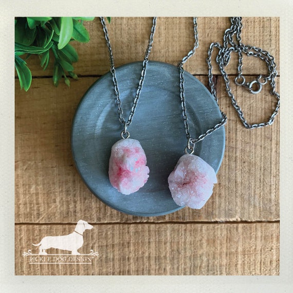 Pink Druzy. Necklace
