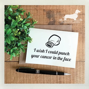 Punch Cancer in The Face. Note Card -- (Cancer Fighter, Sarcoma, Breast Cancer Humor, Encouragement Card, Cancer Sucks, Thinking of You)