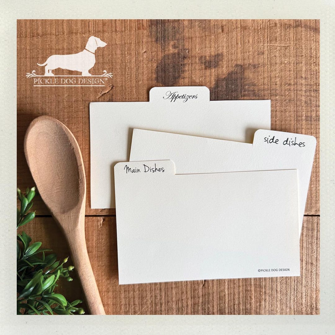 DISCOUNTED! 3x5 Tabbed Recipe Divider Cards: Kitchen Organization (set ...