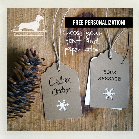 Natural Snowflake. Personalized Gift Tags (Set of 12)