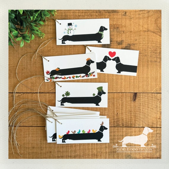 Holiday Doxie. Gift Tags (Qty 10)