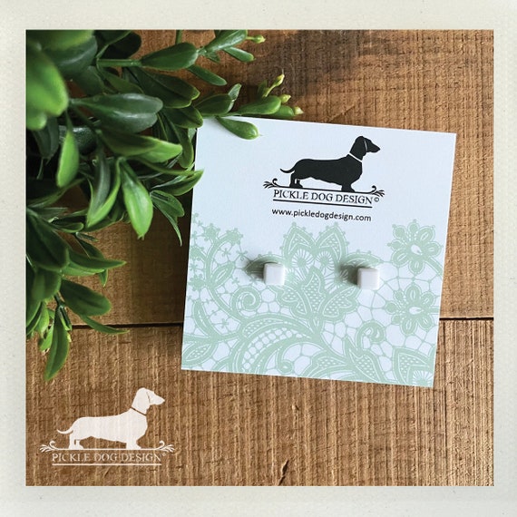 White Square. Post Earrings