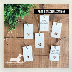 Escolha sua forma. Etiquetas para presente retangulares personalizadas de camada dupla (conjunto de 20) - (simples, coração, chá de panela, lembrancinha de casamento, etiquetas personalizadas)