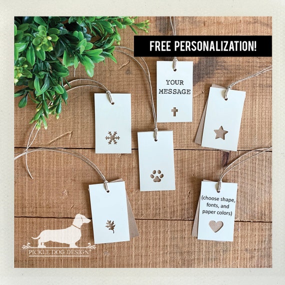 Choose Your Shape. Double Layer Personalized Rectangle Gift Tags (Set of 20)