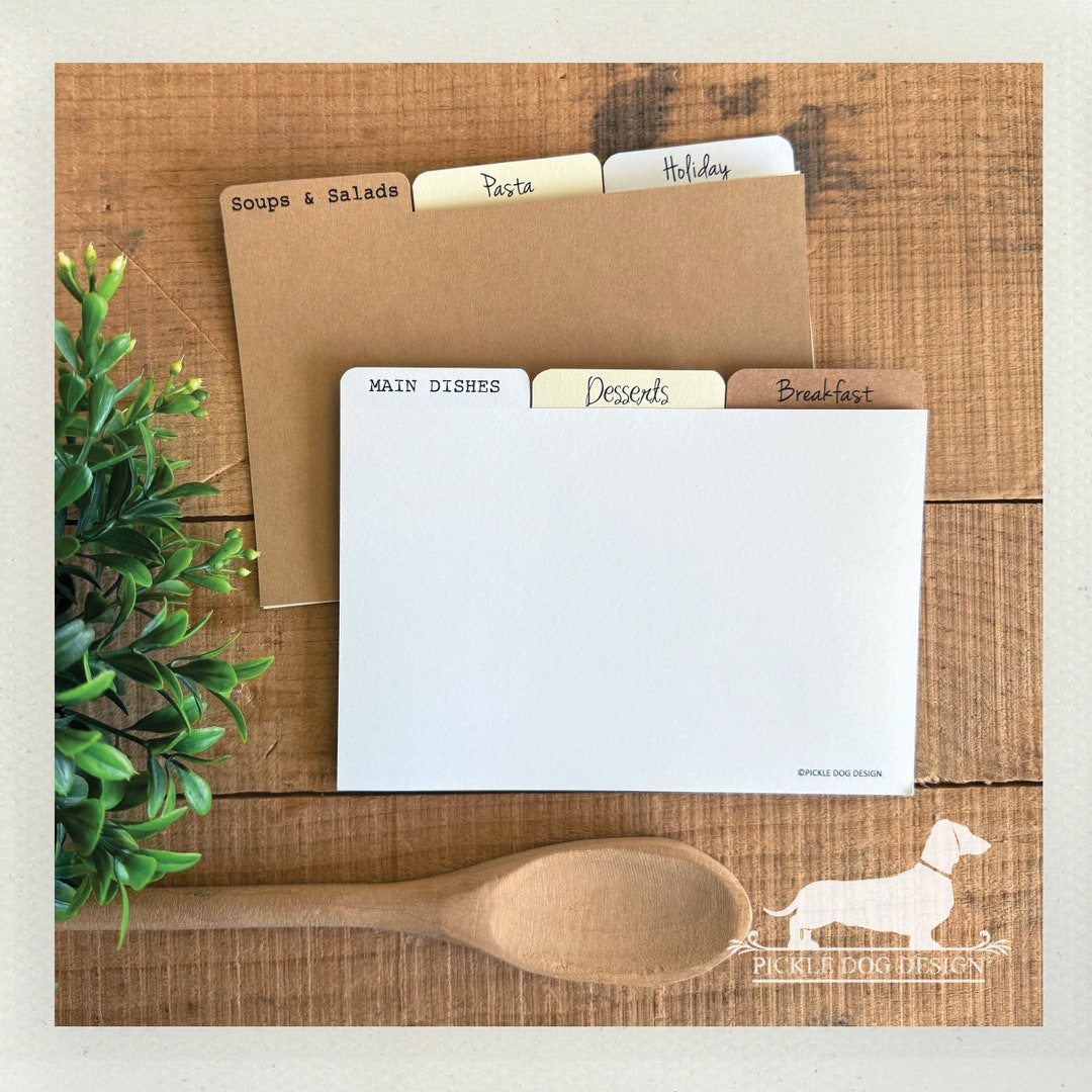 DISCOUNTED! 4x6 Tabbed Recipe Divider Cards: Kitchen Organization (set ...