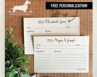 Personalized Happy Day Recipe Cards: Bridal Shower Gift, Set of 13 (3x5, 4x6, 5x7)