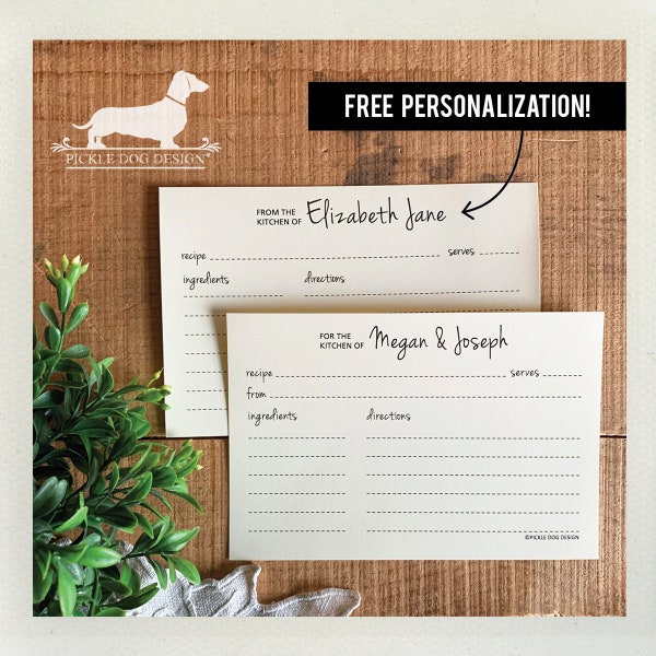 Happy Day. Free Personalization. A Baker's Dozen (Qty 13) Set of Recipe Cards -- (3x5, 4x6, 5x7, Personalized, Wedding Gift, Bridal Shower)