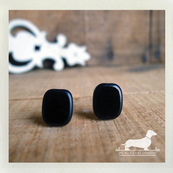 Ebony. Post Earrings
