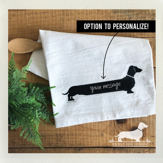 Long Doxie. Decorative Personalized Tea Towel