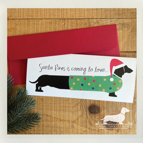 DISCOUNT DEAL! Santa Paws Doxie. Note Card