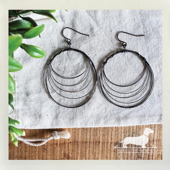 Elliptical Hoop. Dangle Earrings
