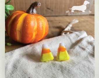 Candy Corn Post Earrings: Nickel Free Halloween Studs