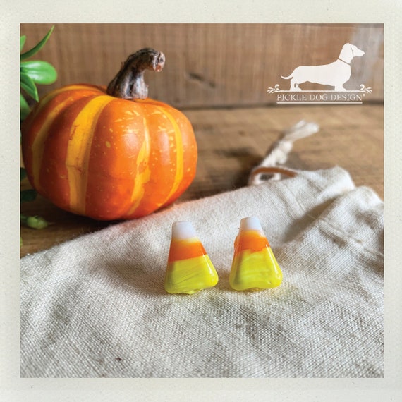 Candy Corn. Post Earrings