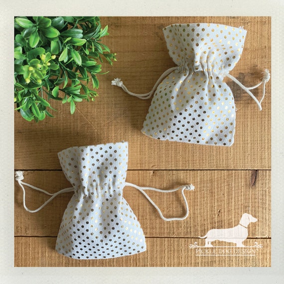 LAST CHANCE! Gold Dot. Set of 2 Muslin Bags