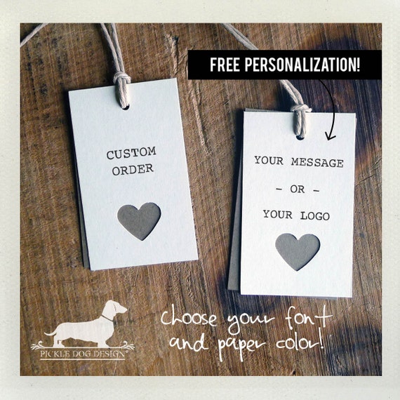 Ivory Heart. Personalized Rectangle Gift Tags (Set of 20)
