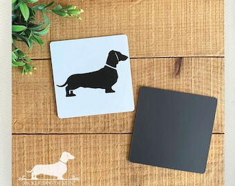 Magnete quadrato a forma di bassotto: regalo in stile vintage per gli amanti dei cani, silhouette di bassotto