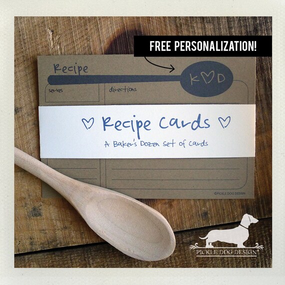 Mister Brown. Free Personalization. A Baker's Dozen (Qty 13) Set of Recipe Cards