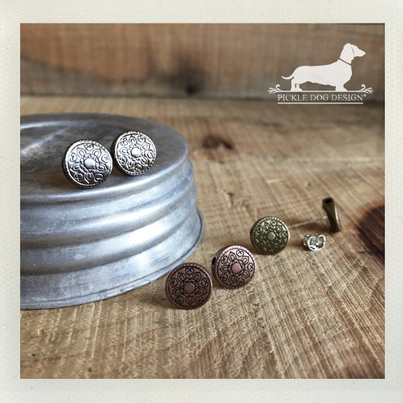 Rustic Mandala Trio. Post Earring Set