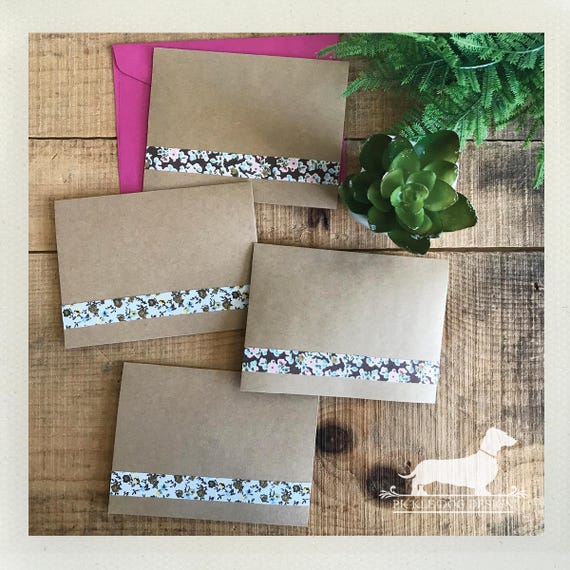 DOLLAR DEAL! Kraft Floral. Note Cards (Set of 4)