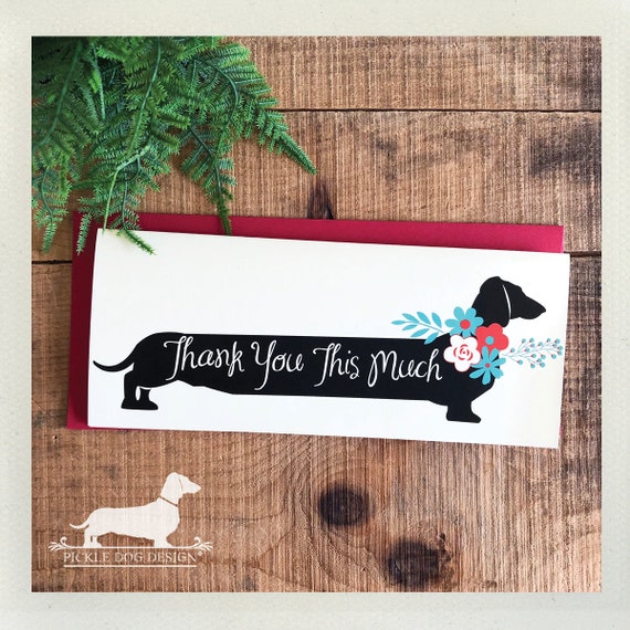 Floral Doxie Thank You. Note Card