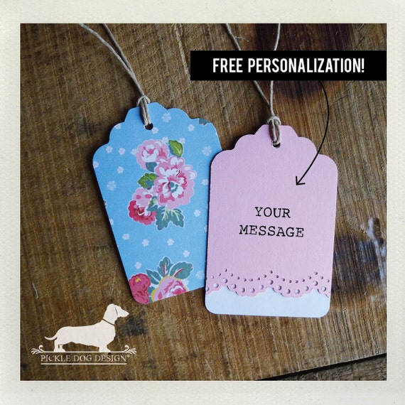 Blue Garden. Personalized Mini Gift Tags (Set of 12)