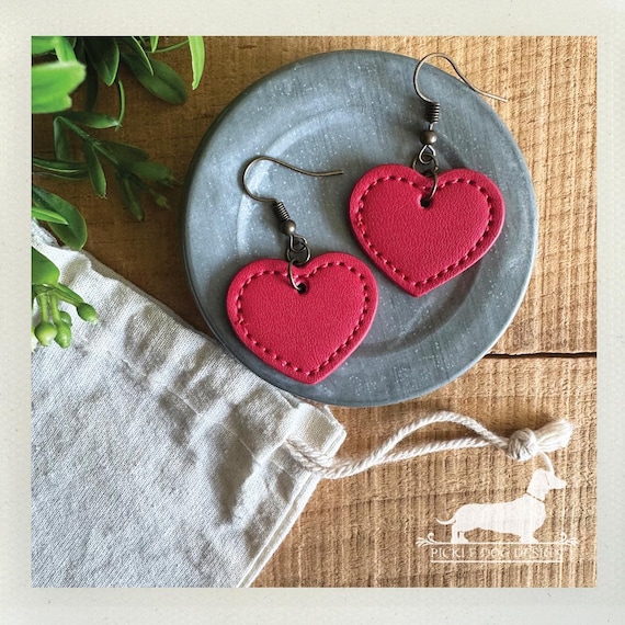 Red Heart. Dangle Earrings
