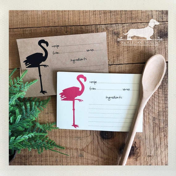 Flamingo. A Baker's Dozen (Qty 13) Set of Recipe Cards