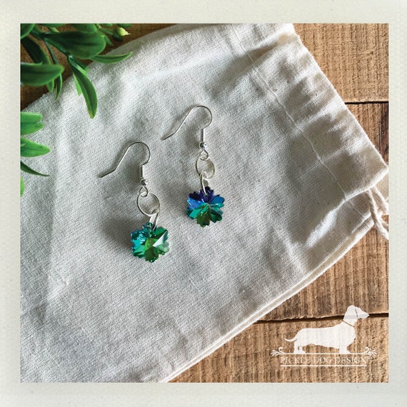 Snowflake Drops. Dangle Earrings