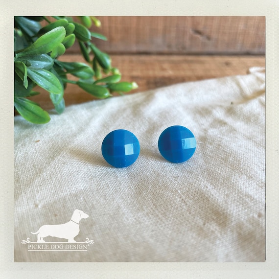 DISCOUNTED! Imperfect Electric Blue Dot. Post Earrings