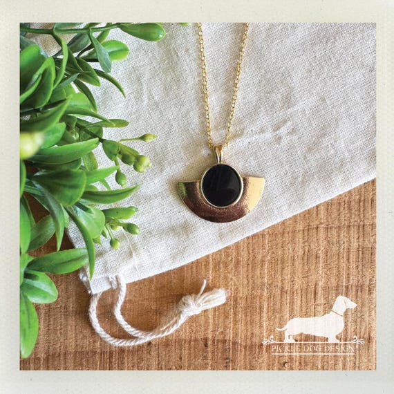 Onyx Half Moon. Necklace