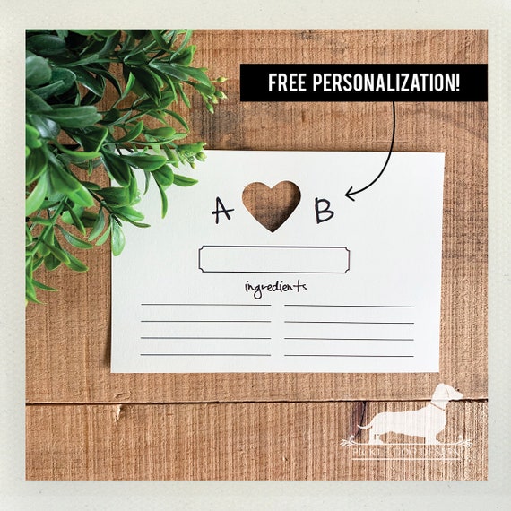 True Love. Free Personalization. A Baker's Dozen (Qty 13) Set of 4x6 Recipe Cards