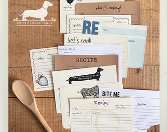 DISCOUNT DEAL! Grab Bag. A Baker's Dozen (Qty 13) Set of Recipe Cards -- (3x5, 4x6, Simple, Rustic, Kitchen, Wedding Gift, Bridal Shower)