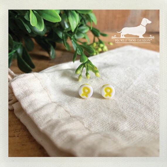 Yellow Ribbon. Post Earrings